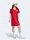 Adicolor 3 Stripe Pinstripe Short Dress Red - ADIDAS - BALAAN 2