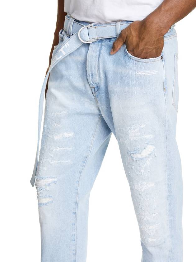 OFF-WHITE Belted Slim Fit Jeans - OFF WHITE - BALAAN 4