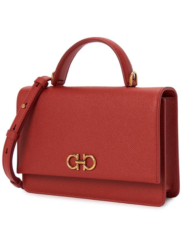 Women's Gancini Leather Mini Cross Bag Red - SALVATORE FERRAGAMO - BALAAN 3