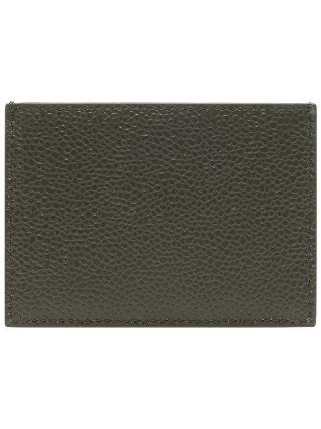 Pebble Grain Leather Stripe Single Card Wallet Green - THOM BROWNE - BALAAN 5