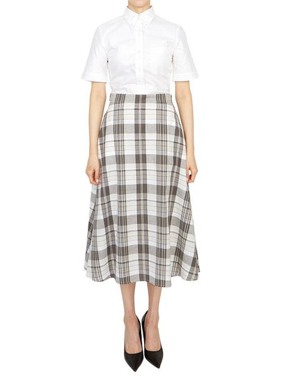 Women's Check A-Line Oxford Midi Dress White Grey - THOM BROWNE - BALAAN 2