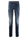 Men's Painted Maple Patch Washed Skinny Jeans Blue - DSQUARED2 - BALAAN.