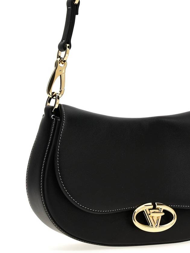 Garavani Oval Leather Shoulder Bag Black - VALENTINO - BALAAN 4