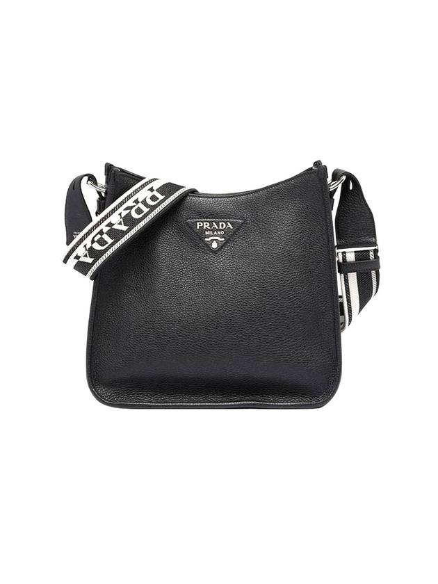 Leather Hobo Crossbody Bag Black - PRADA - BALAAN 1