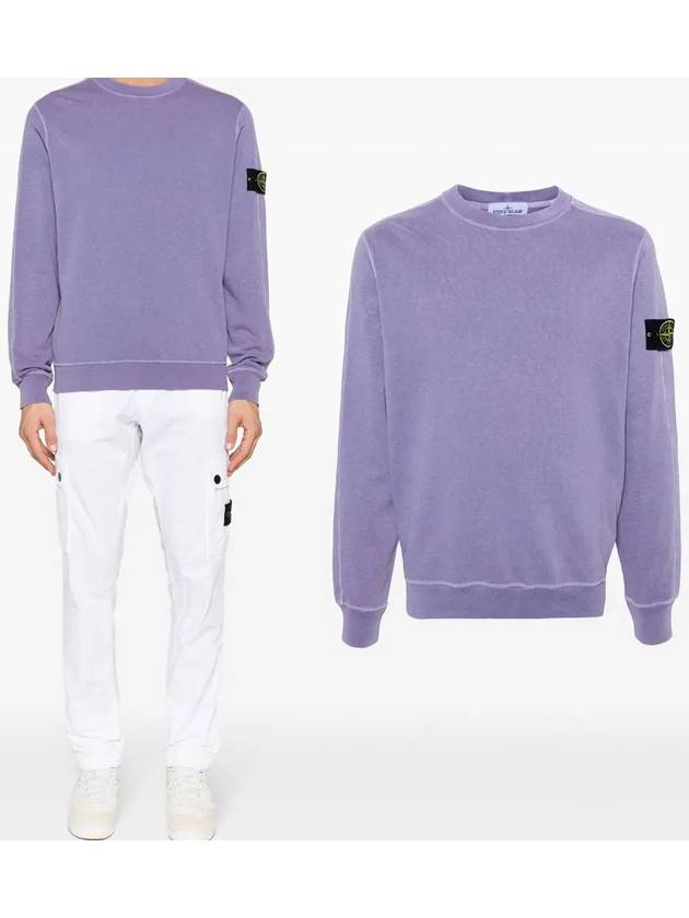 Logo Patch Crew Neck Sweatshirt Purple - STONE ISLAND - BALAAN 2