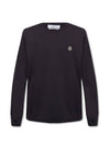 Logo Patch Cotton Long Sleeve T-Shirt Black - STONE ISLAND - BALAAN 1