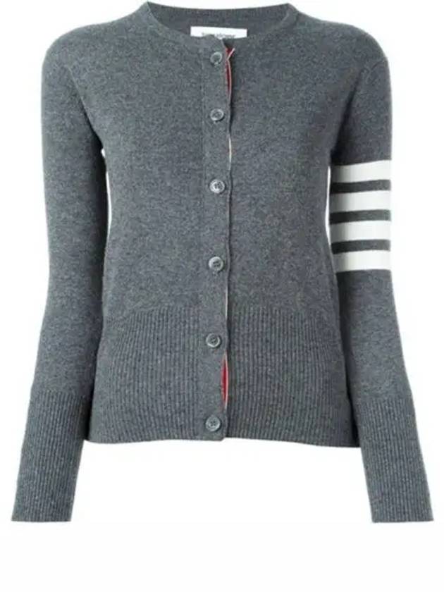 Cashmere Crew Neck Cardigan Medium Grey - THOM BROWNE - BALAAN 2