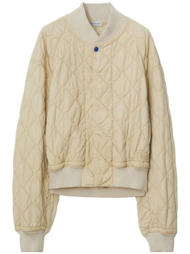 Quilted Bomber Jacket Ivory - BURBERRY - BALAAN 1