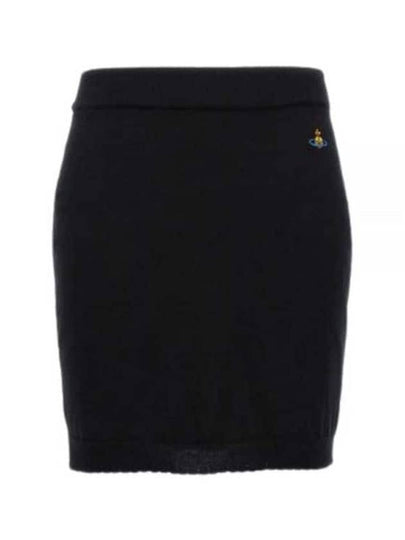 Bea Logo Knit Mini H-Line Skirt Black - VIVIENNE WESTWOOD - BALAAN 2