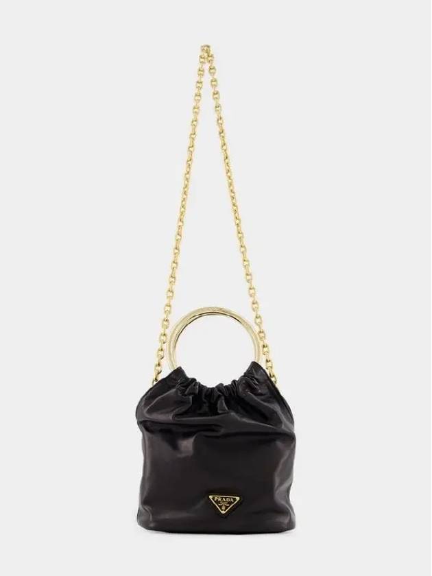 Mini Nappa Leather Bucket Bag Black - PRADA - BALAAN 3