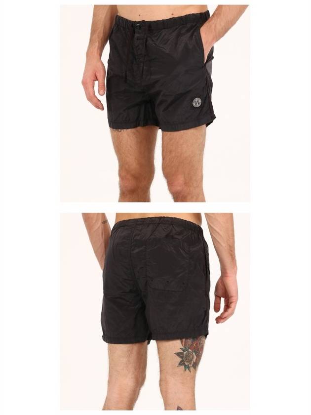 Logo Patch Nylon Metal Swim Shorts Charcoal - STONE ISLAND - BALAAN.