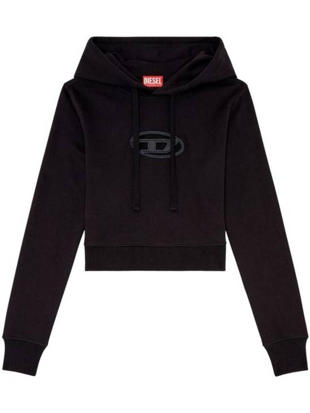 F Slimmy Hood OD Cut Out Oval D Logo Hoodie Black - DIESEL - BALAAN 1