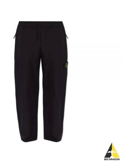 Logo Badge Fleece Regular Fit Jogger Pants Black - STONE ISLAND - BALAAN 2