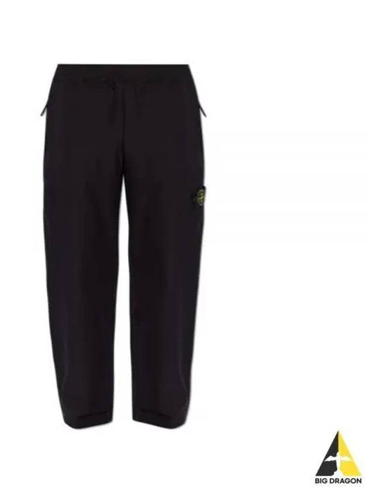 Logo Badge Fleece Regular Fit Jogger Pants Black - STONE ISLAND - BALAAN 2