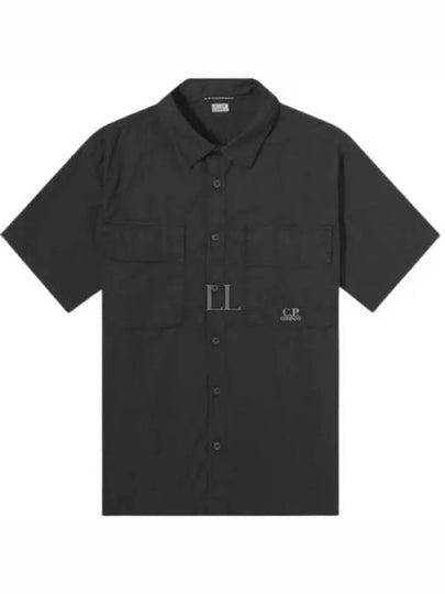 Cotton Rip-Stop Short Sleeve Shirt Black - CP COMPANY - BALAAN 2