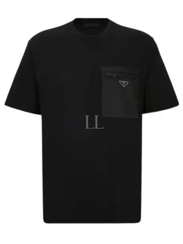 Nylon Pocket Cotton Short Sleeve T-Shirt Black - PRADA - BALAAN 2