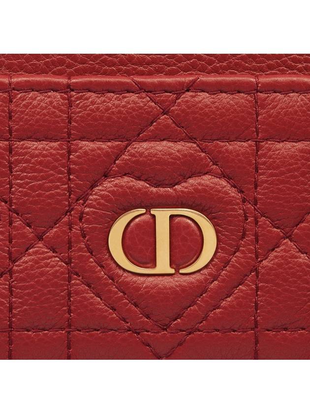 Caro Heart Motif Cannage Five Slot Card Wallet Red - DIOR - BALAAN 4