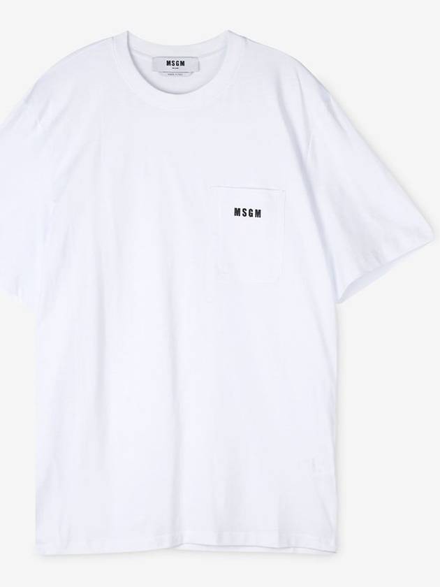 Pocket Logo Short Sleeve T-Shirt White - MSGM - BALAAN 2