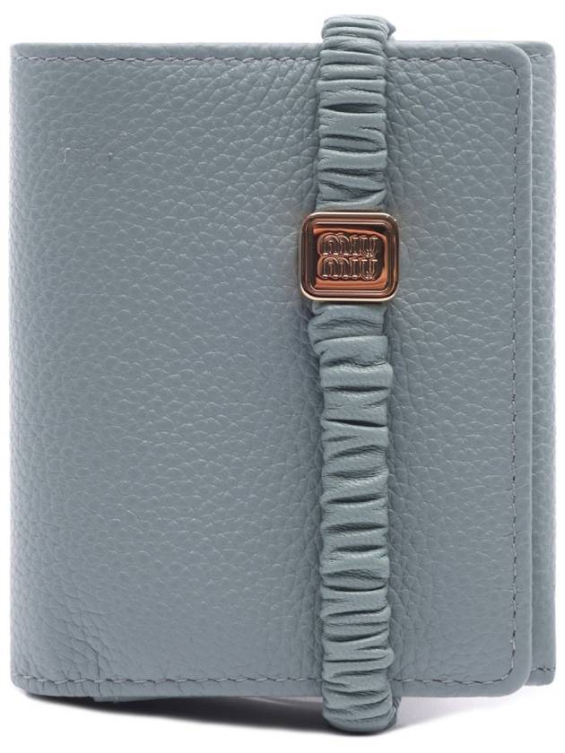 Logo Plaque Half Wallet Blue - MIU MIU - BALAAN 3