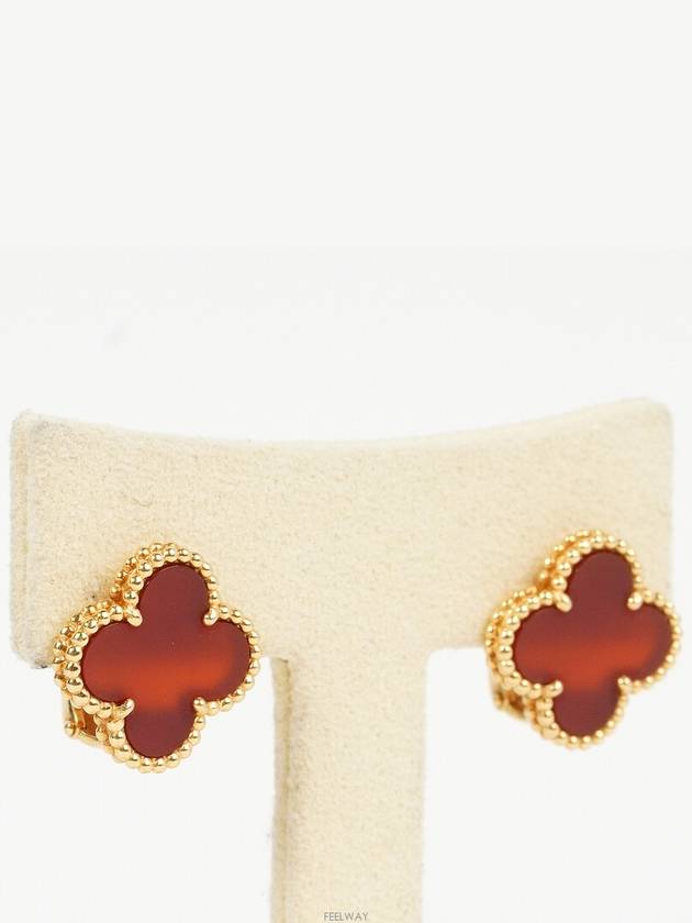 Van Cleef Arpels Vintage Alhambra Earrings Yellow Gold Carnelian 74197 - VANCLEEFARPELS - BALAAN 3