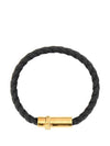 Medusa Braided Leather Bracelet Black - VERSACE - BALAAN 1