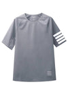 4-Bar Stripe Crew Neck Short Sleeve T-Shirt Grey - THOM BROWNE - BALAAN 2