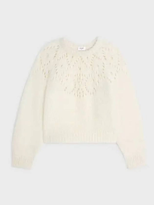 Sweater Crew Neck In Triope Pear Isle Alpaca Wool Point 2AE0J798X.01OW - CELINE - BALAAN 2