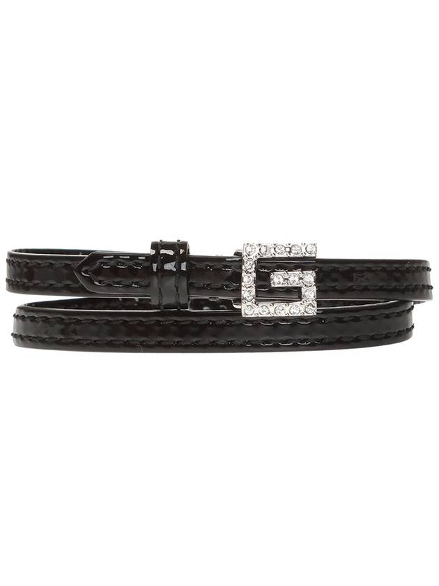 G Crystal Double Strap Patent Black Leather Choker Bracelet 621283 - GUCCI - BALAAN 1