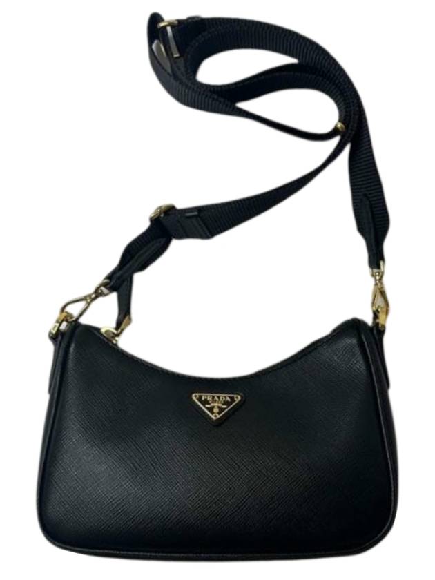 Saffiano leather mini chain cross bag black - PRADA - BALAAN 1