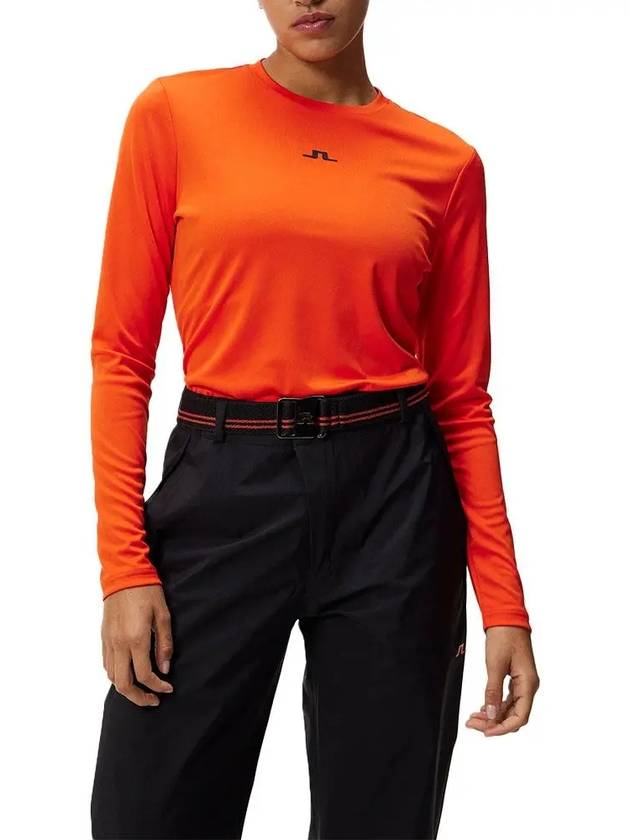 Golf Logo Print Ada Long Sleeve T-Shirt Tangerine Tango - J.LINDEBERG - BALAAN 3