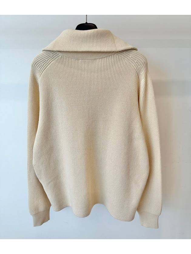 Maison Kitsune Zipper Knit Sweater MM00810KT1098 Cream Beige MENS XL - MAISON KITSUNE - BALAAN 4