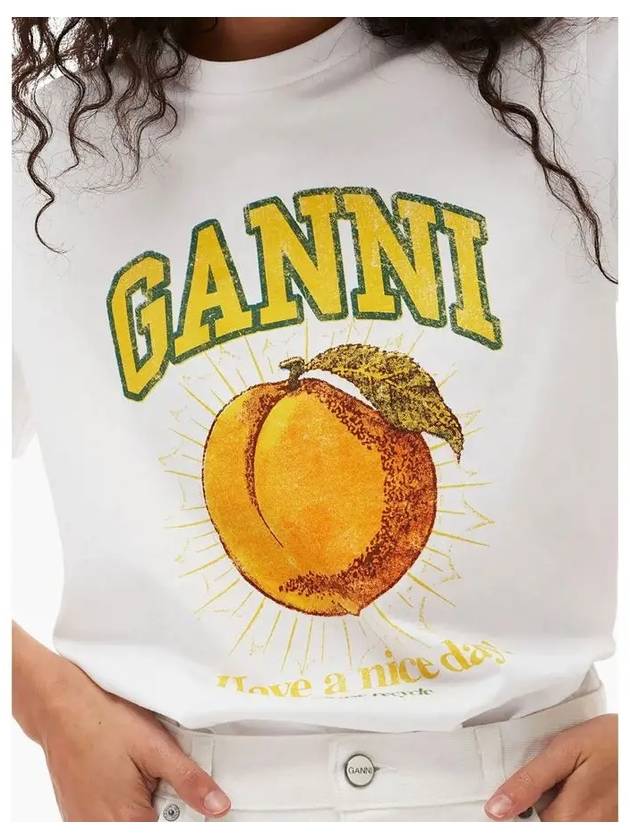 Women's Relaxed Peach Print Short Sleeve T-Shirt White - GANNI - BALAAN 4