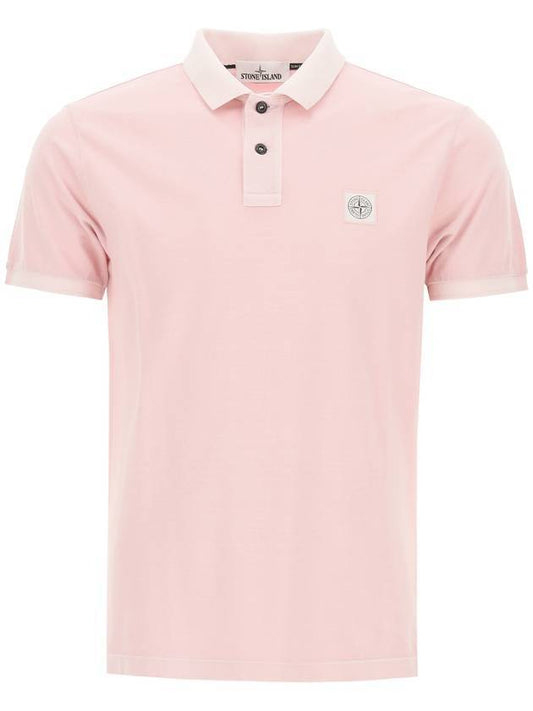 Men's Logo Wappen Short Sleeve PK Shirt Pink - STONE ISLAND - BALAAN 1