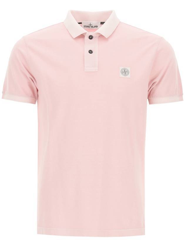 Logo Patch Washing Polo Shirt Pink - STONE ISLAND - BALAAN 1