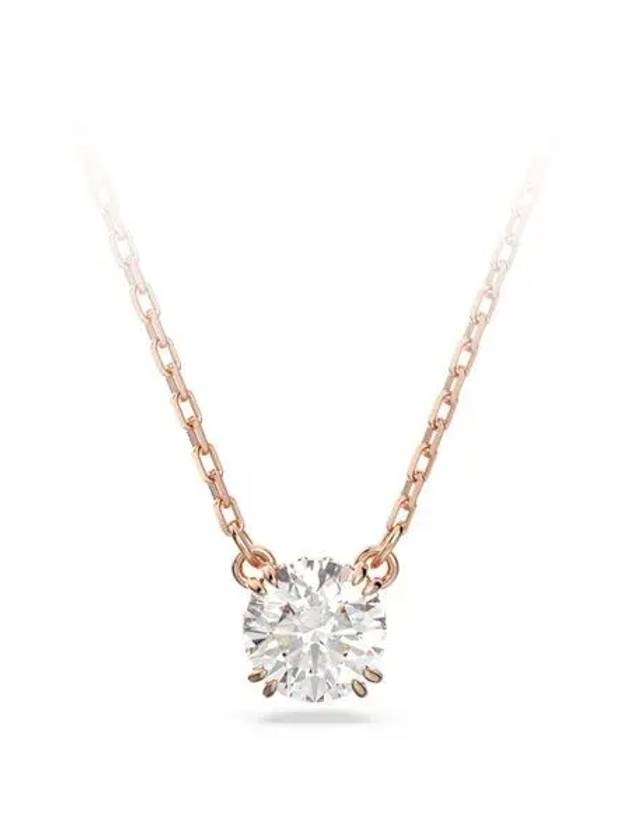 Constella Round Pendant Necklace Rose Gold White - SWAROVSKI - BALAAN 3