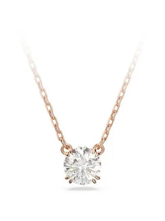 Constella Round Pendant Necklace Rose Gold White - SWAROVSKI - BALAAN 2