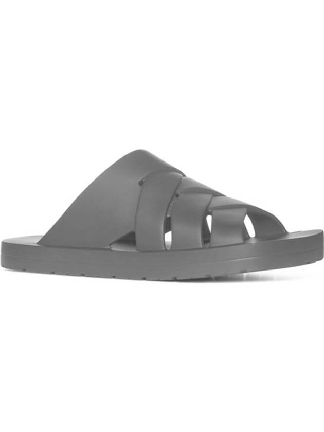 Flintston Intrecciato Matte Rubber Sandals Black - BOTTEGA VENETA - BALAAN 3