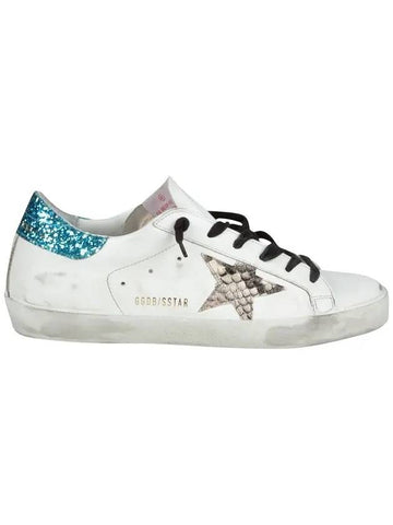 Women's Glitter Tab Superstar Low Top Sneakers White - GOLDEN GOOSE - BALAAN 1