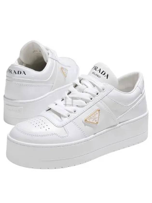 Downtown Bold Leather Low Top Sneakers White - PRADA - BALAAN 2