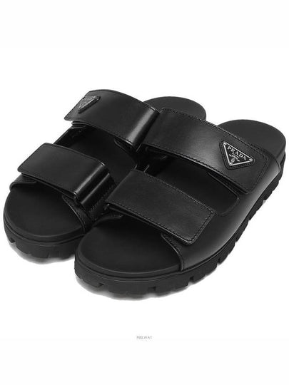 Strap Leather Sandals Black - PRADA - BALAAN 2