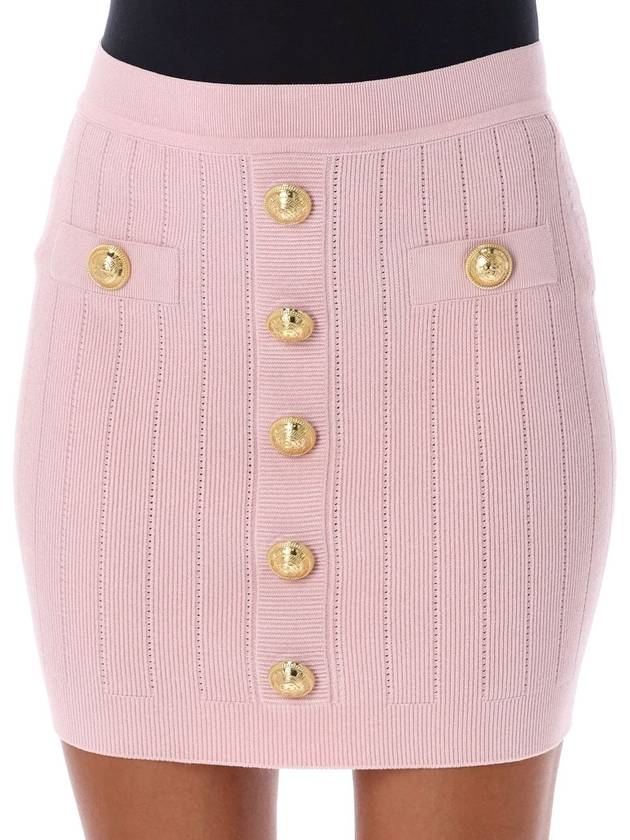 Button knit pencil skirt pink - BALMAIN - BALAAN 4