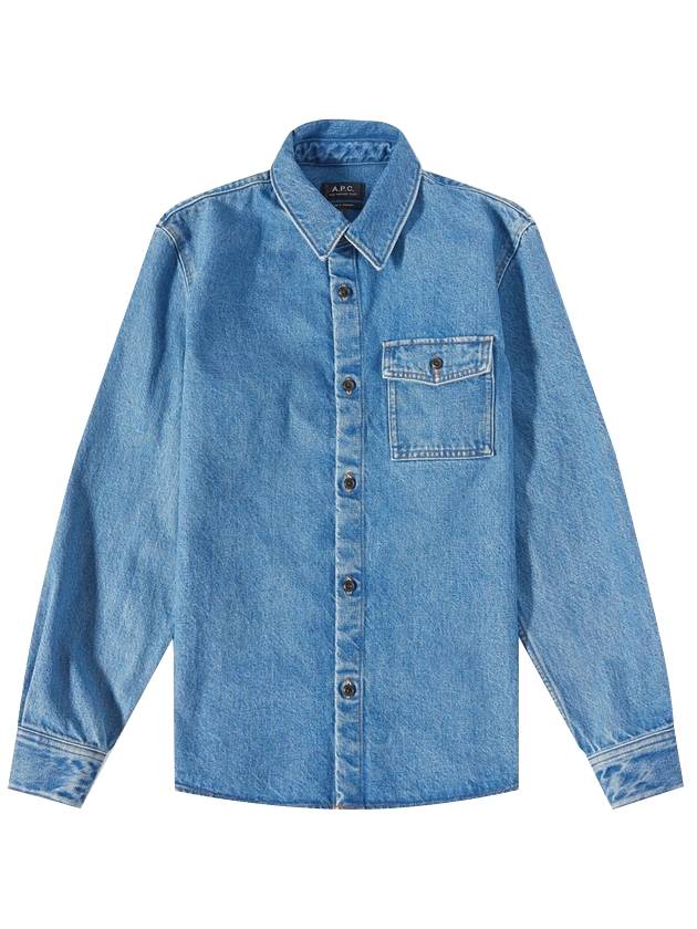 Men's Valerian Denim Overfit Long Sleeve Shirt Blue - A.P.C. - BALAAN.