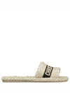 Women's Dway Embroidered Cotton Raffia Slippers Beige - DIOR - BALAAN 2