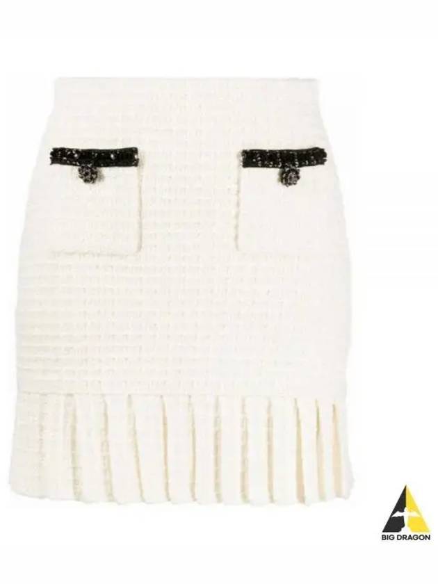 CREAM TEXTURED KNIT MINI SKIRT RS24150SKC CREAM cream texture knit mini skirt - SELF PORTRAIT - BALAAN 1