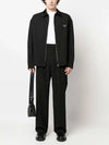 Triangle Logo Wool Shirt Zip Up Jacket Black - PRADA - BALAAN 5