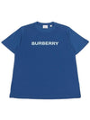 Logo Print Detail Short Sleeve T-Shirt Blue - BURBERRY - BALAAN 2