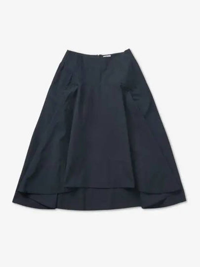 Flare Cotton Unbalanced Skirt Navy - BOTTEGA VENETA - BALAAN 2