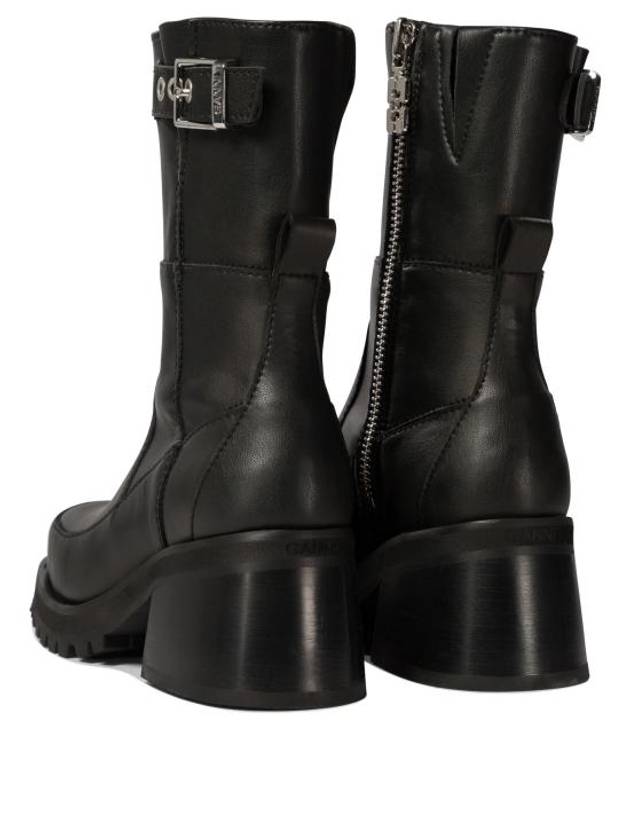 Buckle Leather Walker Boots Black - GANNI - BALAAN 5