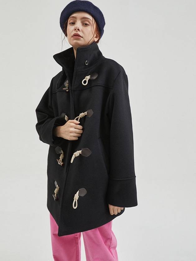 High Neck Wool Half Duffle Coat Black - MANAVIS7 - BALAAN 3