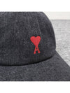 Heart Logo Denim Ball Cap Black - AMI - BALAAN 5